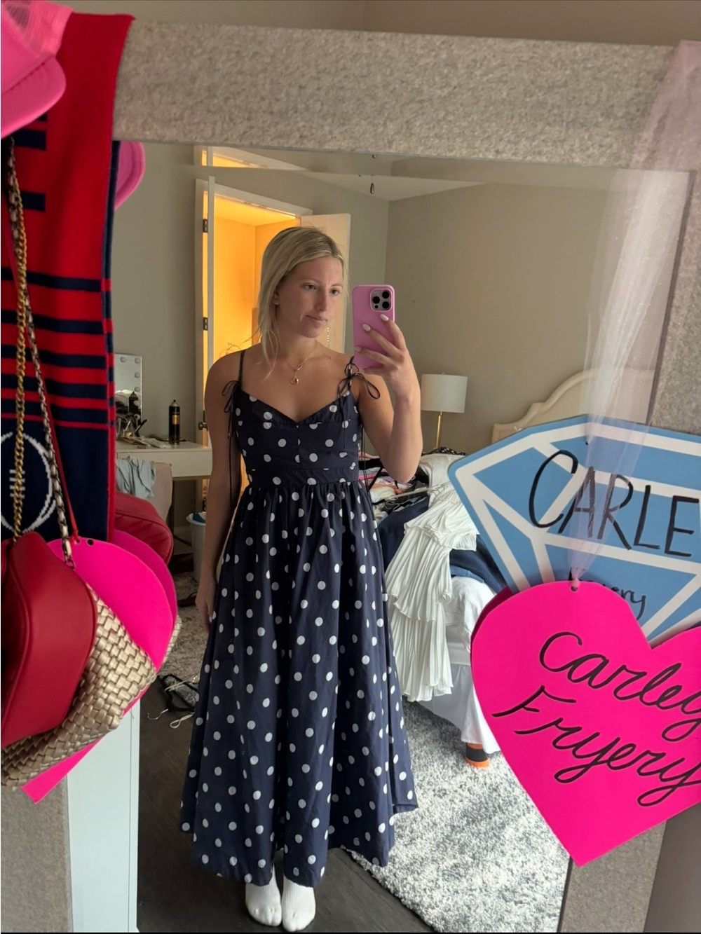 blue polka dot dress worn once